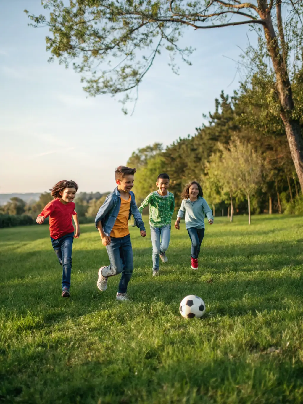 A vibrant image of young children participating in a Ruffiac Malestroit Foot training session, showcasing their enthusiasm and teamwork, set against the backdrop of the local football field.