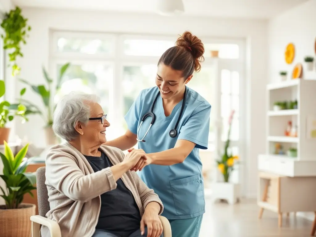 A photograph showing a support worker assisting a resident with a task, such as filling out paperwork or accessing community resources, highlighting the personalized support provided by ADEF HABITAT.