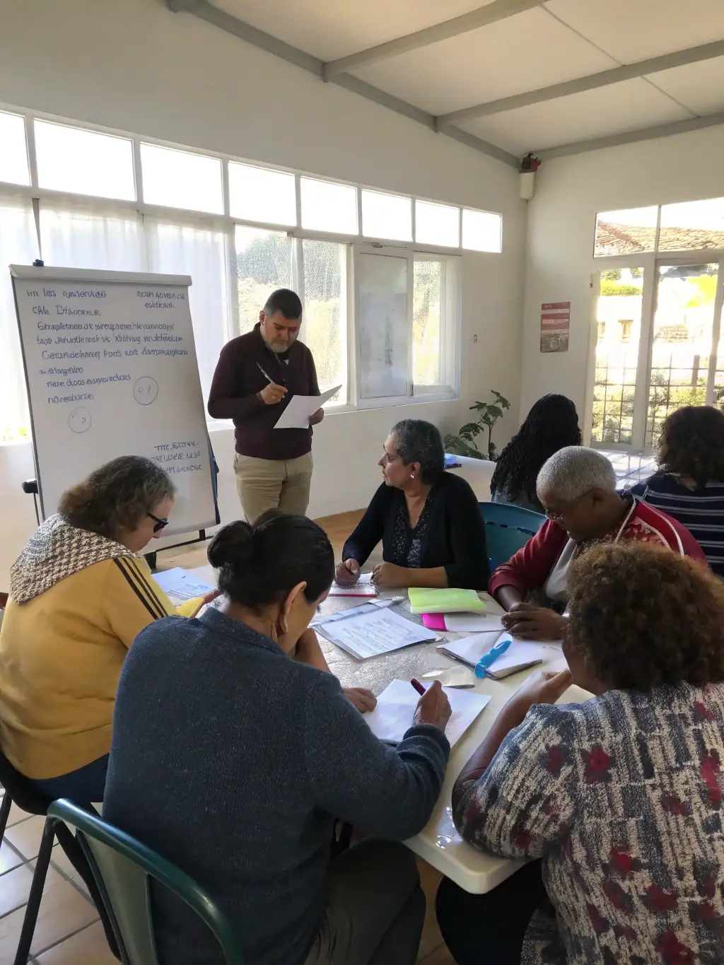 A photo of a group of residents attending a financial literacy workshop organized by ADEF HABITAT, emphasizing skill-building.