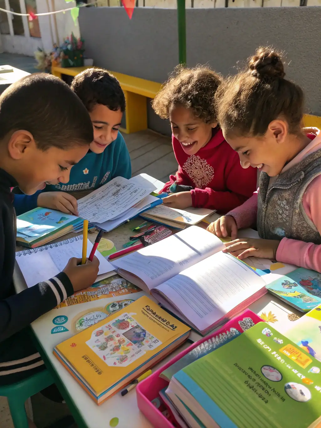 A picture of children participating in an after-school program at one of ADEF HABITAT's facilities, emphasizing educational support.